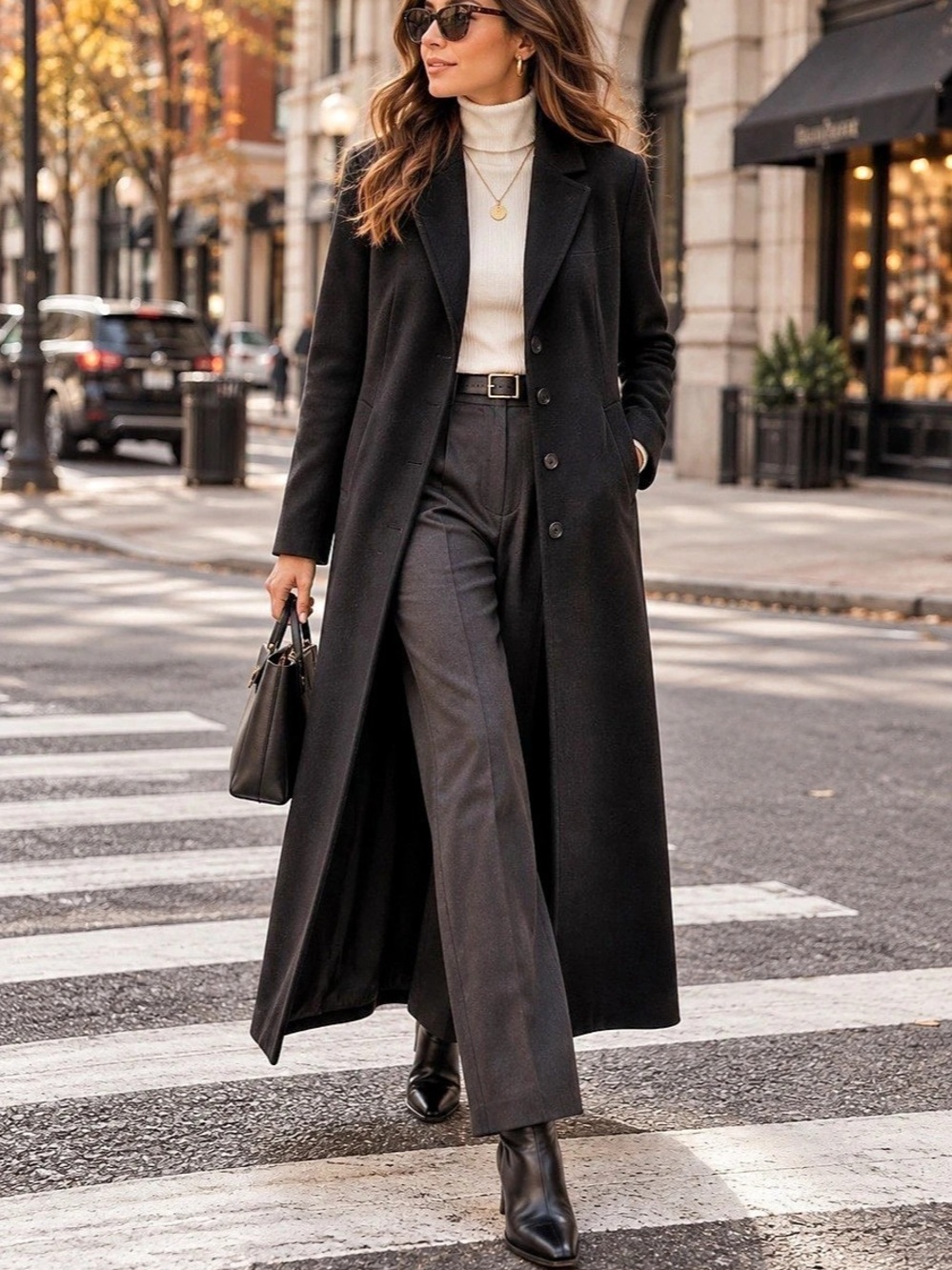 Vintage Weekenders Black Maxi Coat XS Made in Canada 90s Minimalist Long Jacket